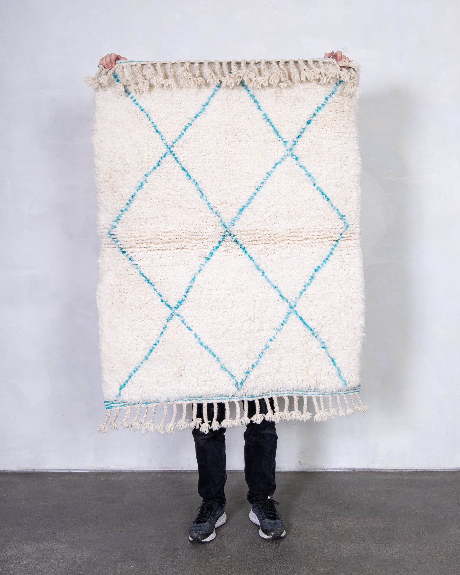 Modern designer handcrafted Berber rug from morocco Beniourain with beautiful colors and patterns